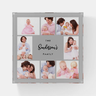 8 Sections Family Photo in Gray Frame Paperweight