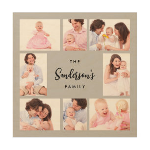8 Sections Family Photo in Gray Frame Wood Wall Art