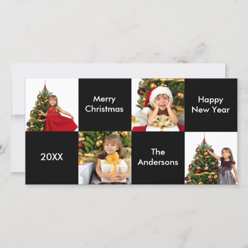 8 Squares Black White _ Christmas Photo Card