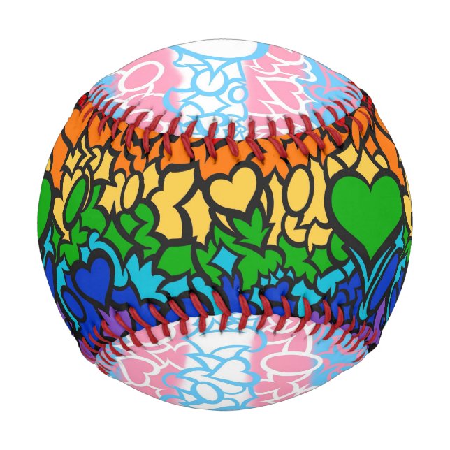 8-Sripe Rainbow and Trans Pride Squiggle Baseball (Front)