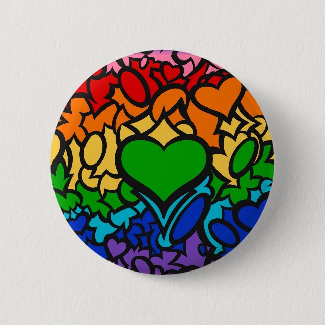 8-Sripe Rainbow Pride Squiggle Button (Front)