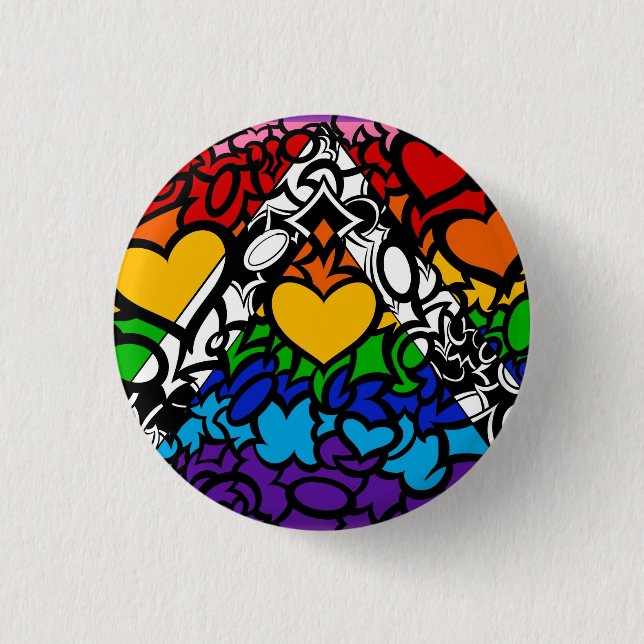 8-Sripe Rainbow Queer Ally Pride Squiggle Button (Front)