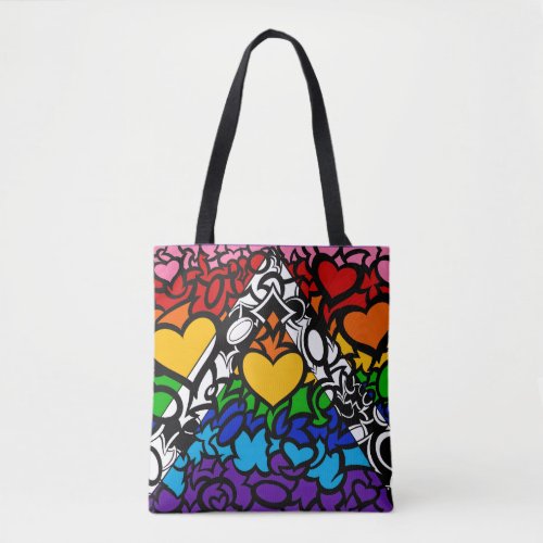 8-Sripe Rainbow Queer Ally Pride Squiggle Tote Bag