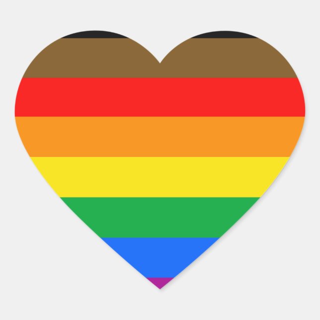 8-Striped LGBT Pride Flag Heart Sticker (Front)
