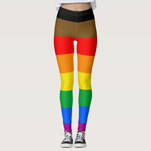8-Striped LGBT Pride Flag Leggings (Front)