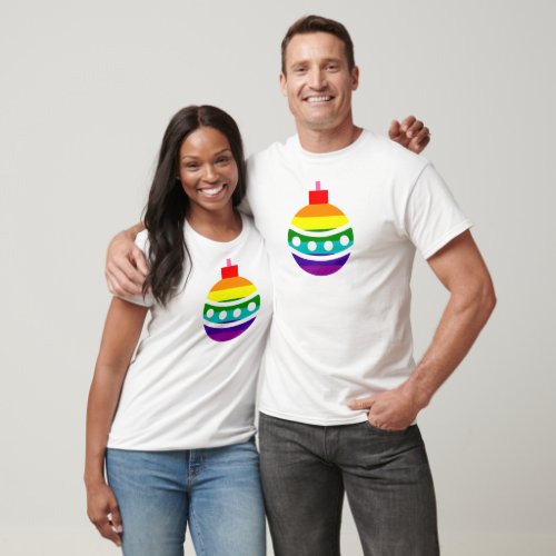 8 Stripes LGBT Pride Flag Rainbow Christmas Bauble T_Shirt