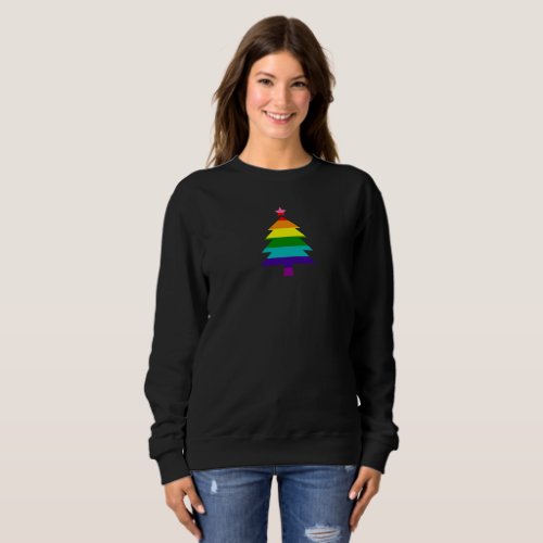 8 Stripes LGBT Pride Flag Rainbow Christmas Tree Sweatshirt