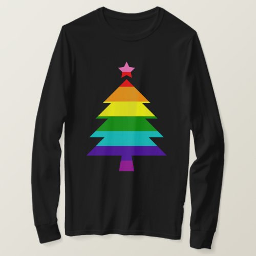 8 Stripes LGBT Pride Flag Rainbow Christmas Tree T_Shirt