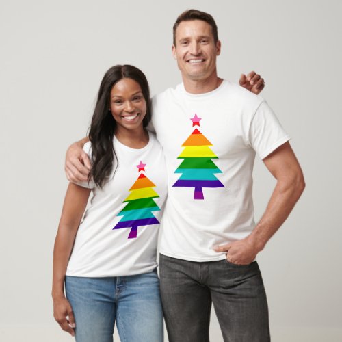 8 Stripes LGBT Pride Flag Rainbow Christmas Tree T T_Shirt
