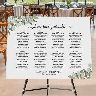 8 Table Boho Chic Eucalyptus Wedding Seating Chart Foam Board