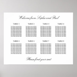 8 Table Elegant Minimalist Seating Chart