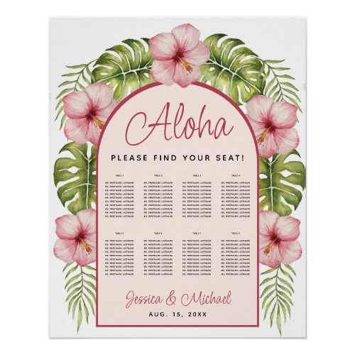 8 Table Hawaii Wedding Tropical Arch Seating Chart