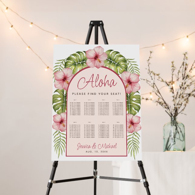 8 Table Hawaii Wedding Tropical Arch Seating Chart Foam Board (In Situ (Stand))