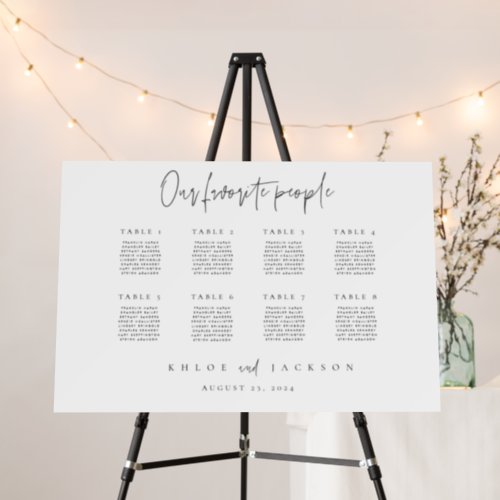 8 Table Minimalist Seating Chart Sign Wedding