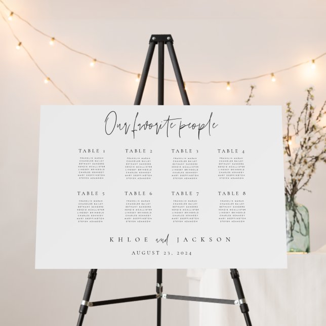 8 Table Minimalist Seating Chart Sign Wedding (In Situ (Stand))