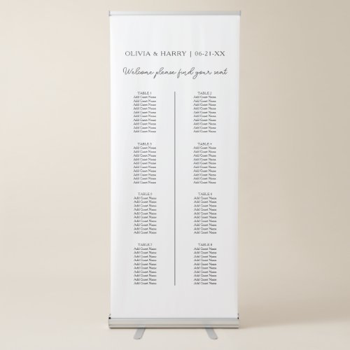 8 Table  Wedding Seat Chart Retractable Banner