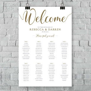 8 Table Wedding Seating Chart Gold