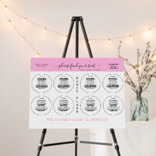 8 Table Wedding White Circles Light Pink Foam Board