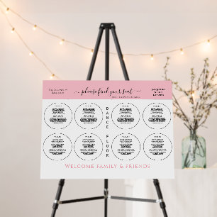 8 Table Wedding White Circles Rose Pink Foam Board