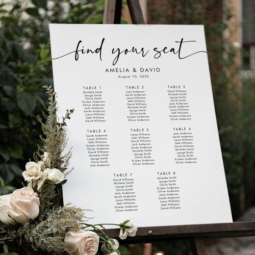 8 Tables Find Your Seat Seating Chart