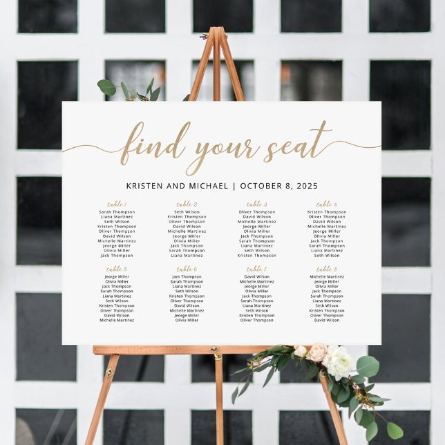 8 Tables Find Your Seat Seating Chart  Foam Board (Creator Uploaded)