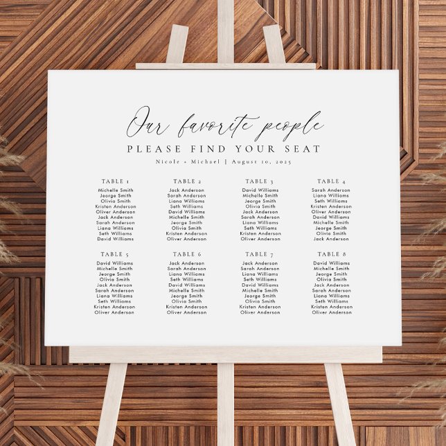 8 Tables Our Favorite People Seating Chart Plan Foam Board (Creator Uploaded)