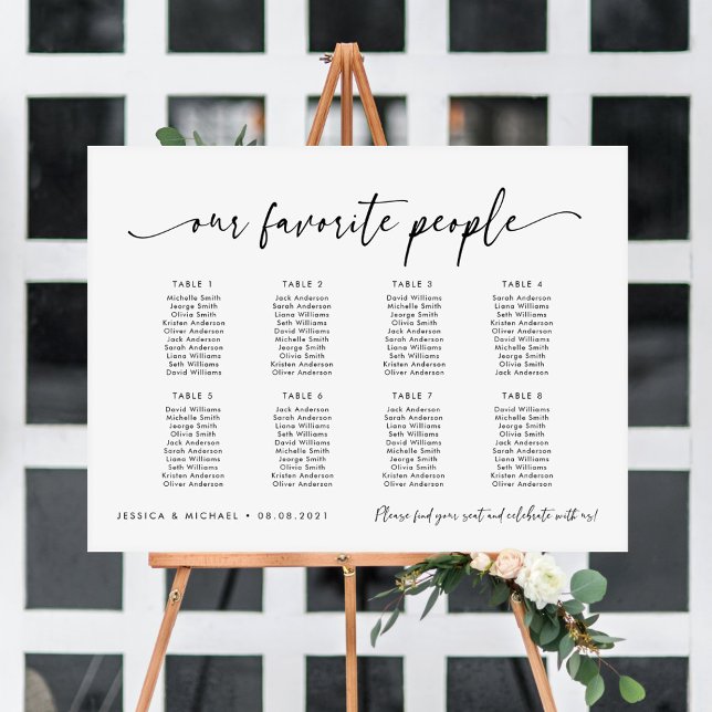 8 Tables Our Favorite People Seating Chart Plan Foam Board (Creator Uploaded)