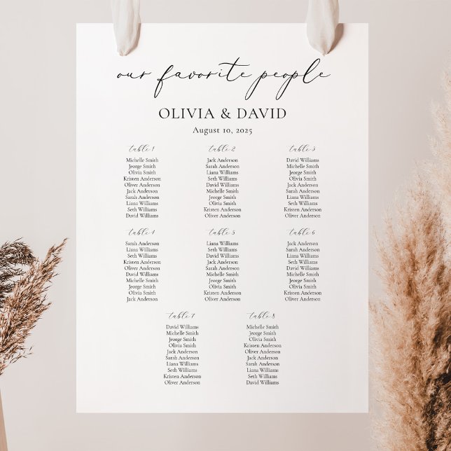 8 Tables Simple Our Favorite People Seating Chart (Creator Uploaded)