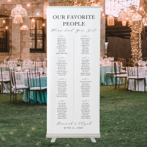 8 Tables Wedding Seating Chart 80 Guests Vertical Retractable Banner
