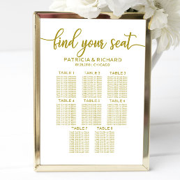 8 Tables Wedding Seating Chart Gold Calligraphy