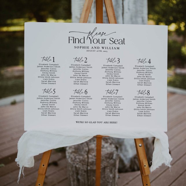 8 Tables Welcome Seating Chart Foam Board (Creator Uploaded)