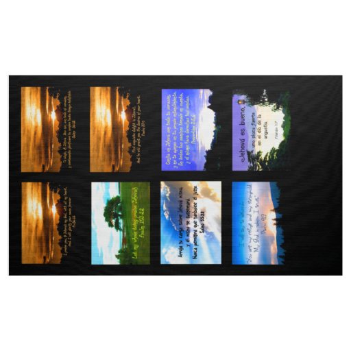 8 tiles of pictures with scriptures in each yard fabric