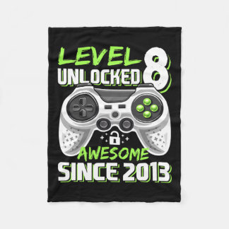 8 Unlocked Awesome 2013 Video Game 8th Birthday Gi Fleece Blanket