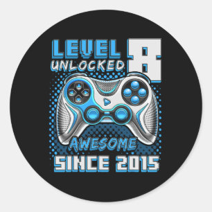 8 Unlocked Awesome 2015 Video Game 8th Birthday Bo Classic Round Sticker