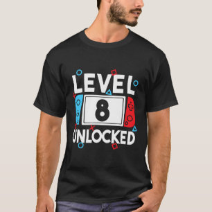8 Unlocked Gamer 8th Birthday Video Game Boys 1  T-Shirt