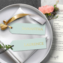 8 Wedding Guest Gold Foil Mint Green Name Tags