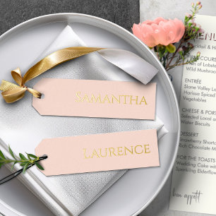 8 Wedding Guest Gold Foil On Soft Peach Name Tags Holiday Card