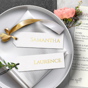 8 Wedding Guest Gold Foil On White Name Tags Holiday Card