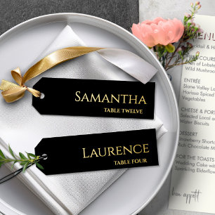 8 Wedding Guest Gold On Black Name Tags Foil Holiday Card