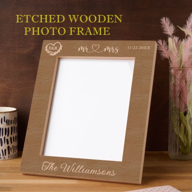 8"x10" Wedding Photo Gift for Families Date Hearts Engraved Frames (Creator Uploaded)