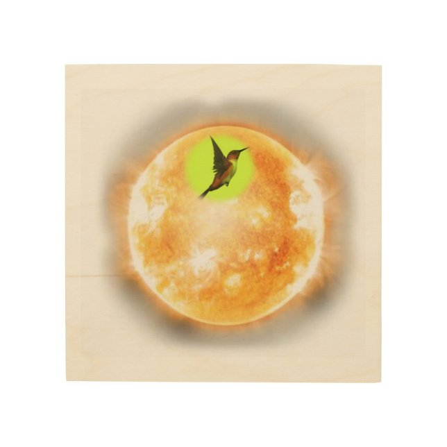  8"x8" Wood Wall Art. Moon &bird Art (Front)