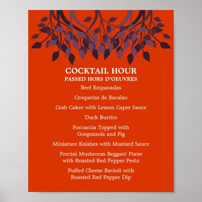 8 x 10 Cocktail Table Menu for  Framing Poster (Front)
