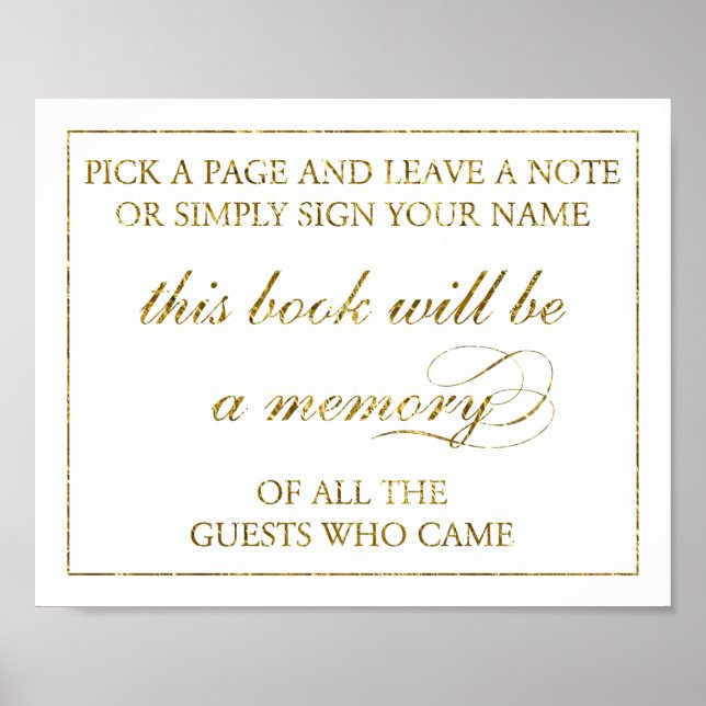 8" x 10" Gold Foil Guest Book Wedding Sign (Front)