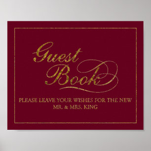 8" x 10" Gold Foil Guest Book Wedding Sign