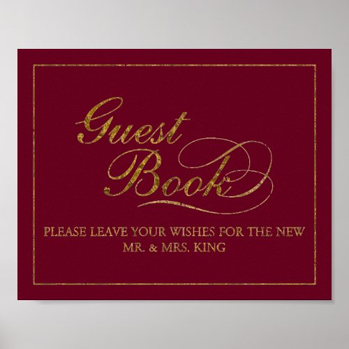 8 x 10 Gold Foil Guest Book Wedding Sign