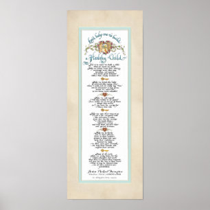 8 x 20 Build a Healthy Child, Parchment Aqua Blue Poster
