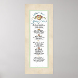 8 x 20 Build a Healthy Child, Parchment Aqua Blue Poster