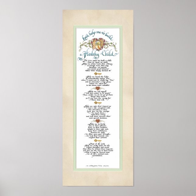 8 x 20 Build a Healthy Child, Parchment Aqua Blue Poster (Front)