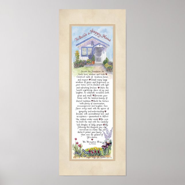 8 x 20 To Build a Happy Home, Parchment Tan Poster (Front)