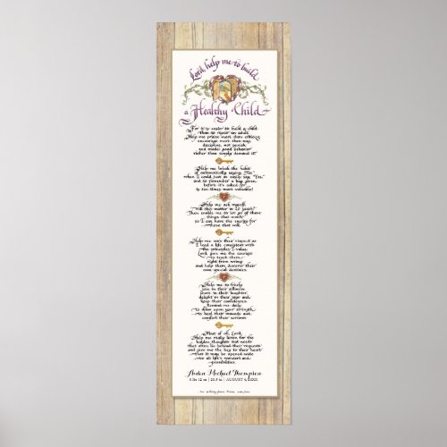 8 x 24 Build a Healthy Child _ Barn Wood Fence Poster